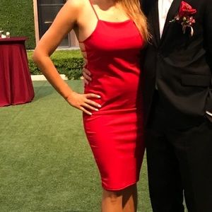 Missguided Red Midi Dress with criss cross back